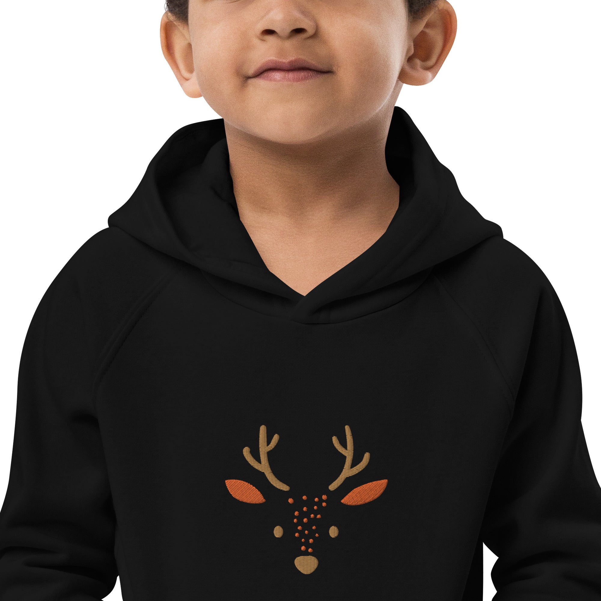 Deer 2 Kids Eco Hoodie with cute animals, Organic Cotton pullover for children, gift idea for kids, soft hoodie for kids for Christmas-0