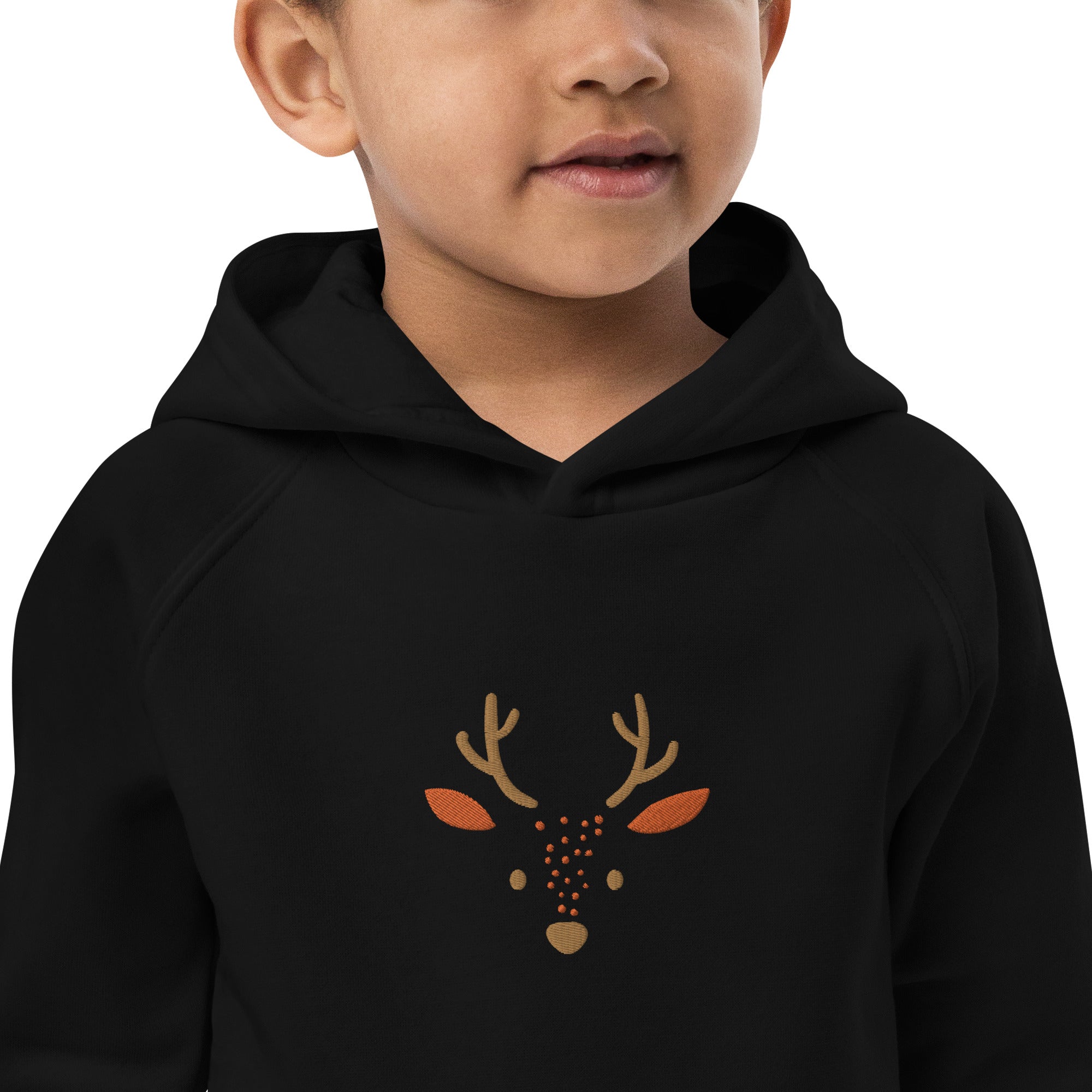 Deer 2 Kids Eco Hoodie with cute animals, Organic Cotton pullover for children, gift idea for kids, soft hoodie for kids for Christmas-4
