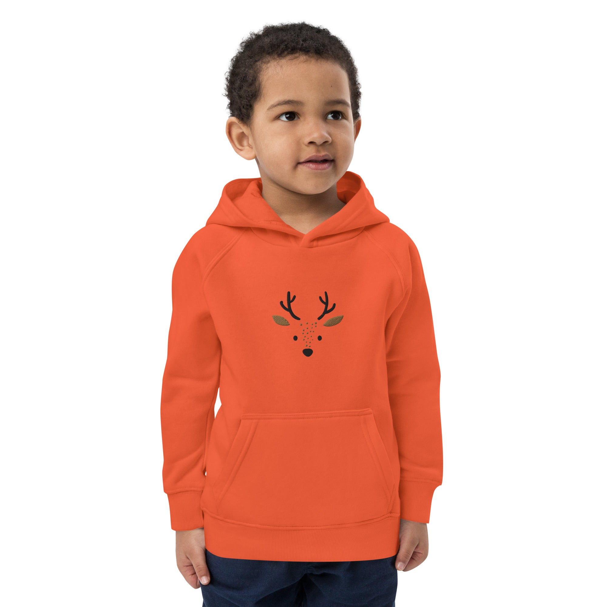 Deer 1 Kids Eco Hoodie with cute animals, Organic Cotton pullover for children, gift idea for kids, soft hoodie for kids for Christmas-8