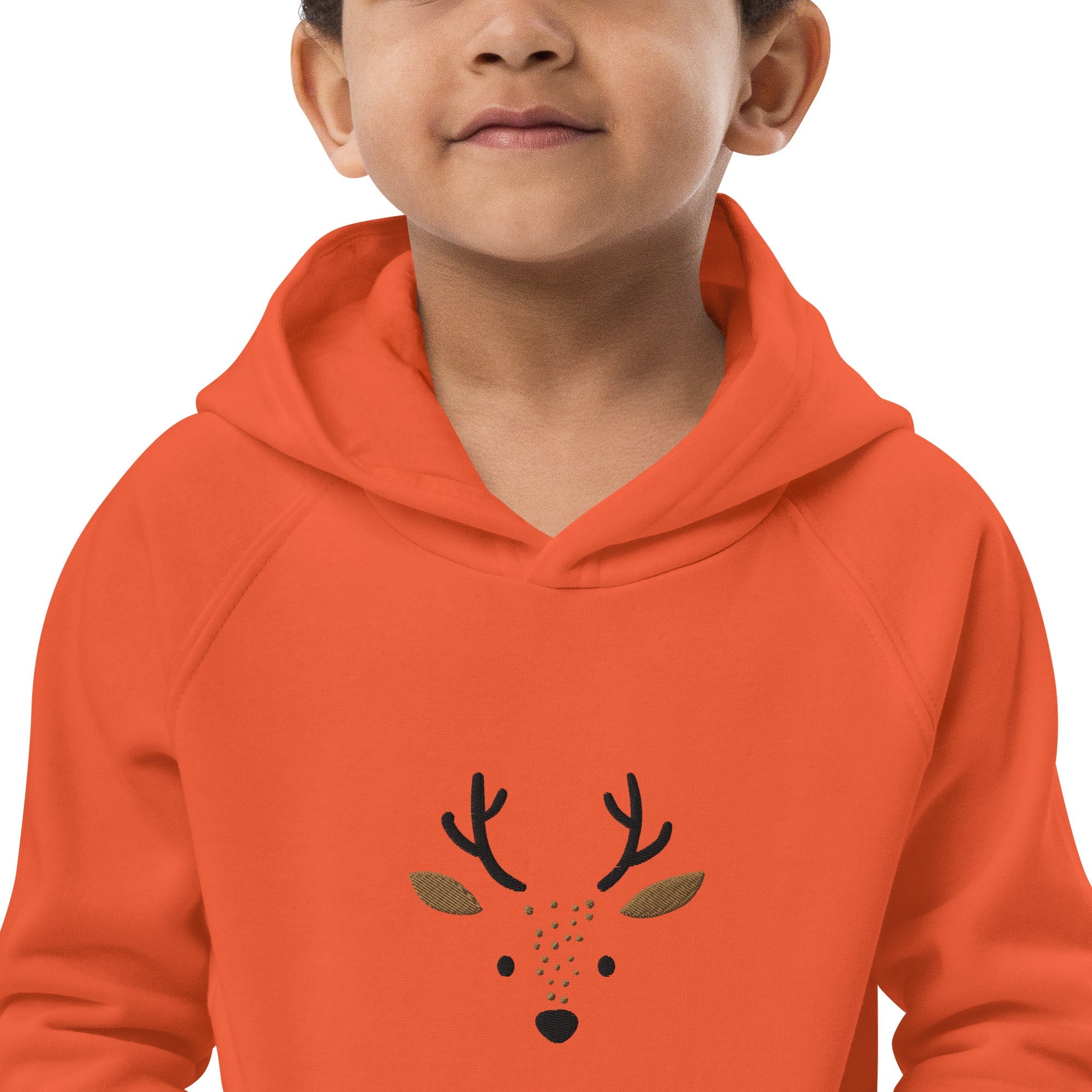 Deer 1 Kids Eco Hoodie with cute animals, Organic Cotton pullover for children, gift idea for kids, soft hoodie for kids for Christmas-10