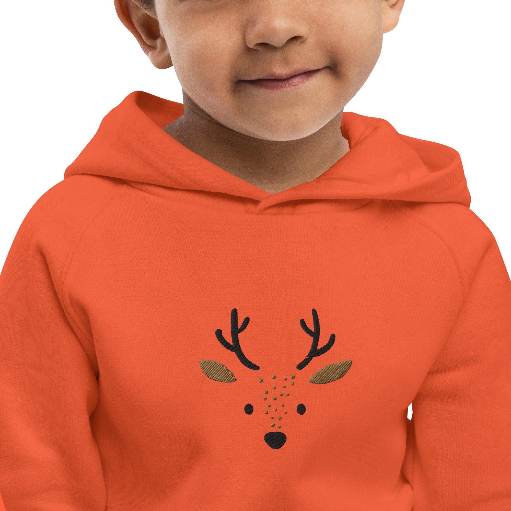 Deer 1 Kids Eco Hoodie with cute animals, Organic Cotton pullover for children, gift idea for kids, soft hoodie for kids for Christmas-11