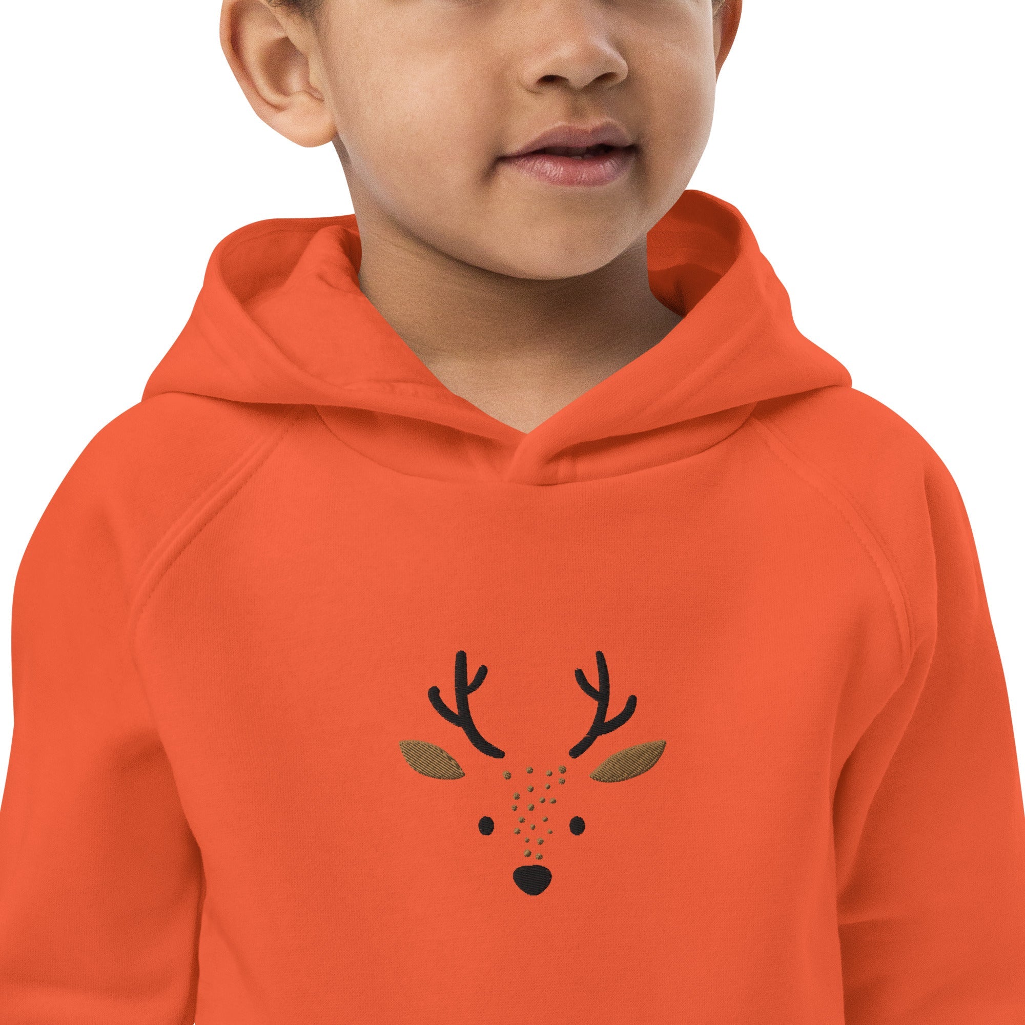 Deer 1 Kids Eco Hoodie with cute animals, Organic Cotton pullover for children, gift idea for kids, soft hoodie for kids for Christmas-1