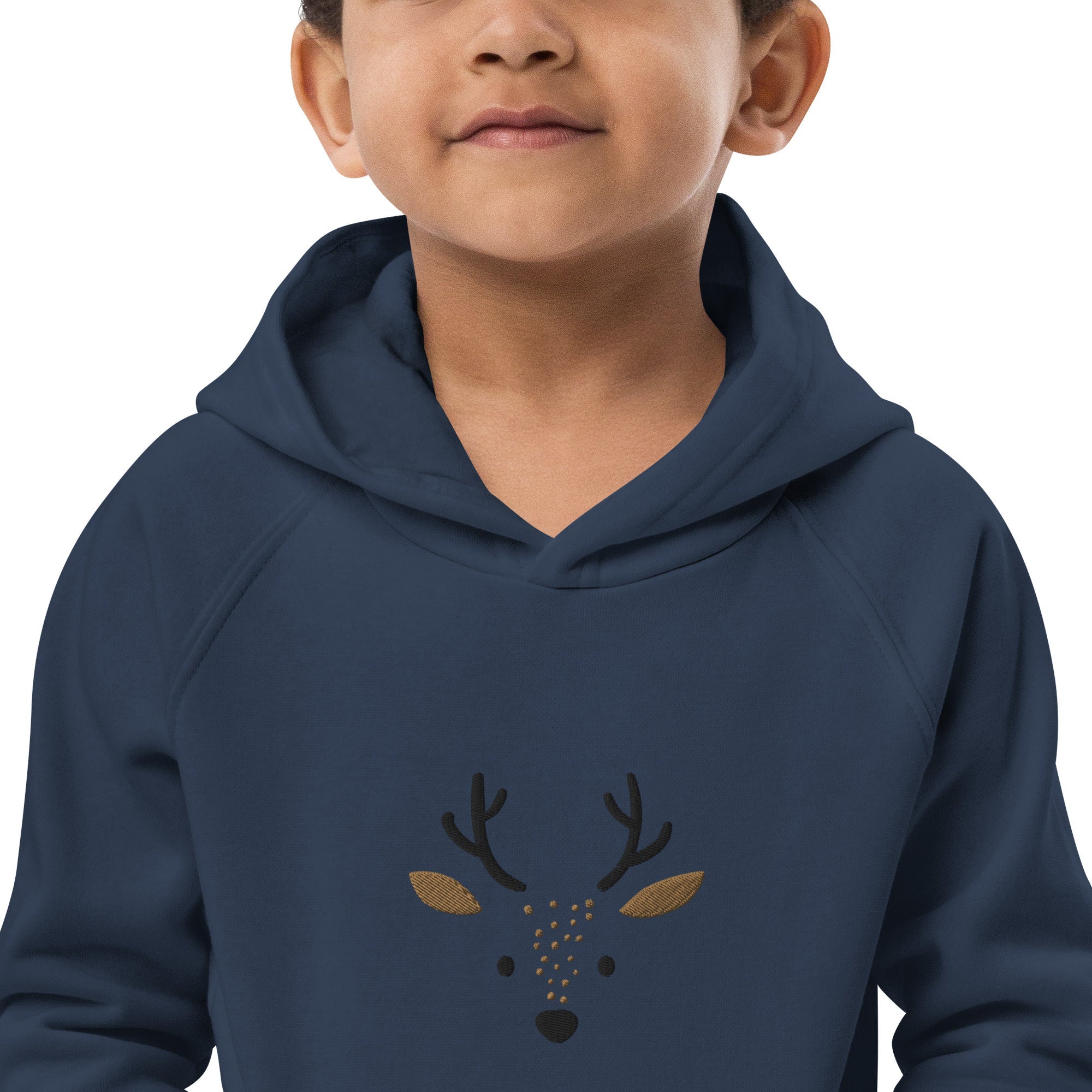 Deer 1 Kids Eco Hoodie with cute animals, Organic Cotton pullover for children, gift idea for kids, soft hoodie for kids for Christmas-6