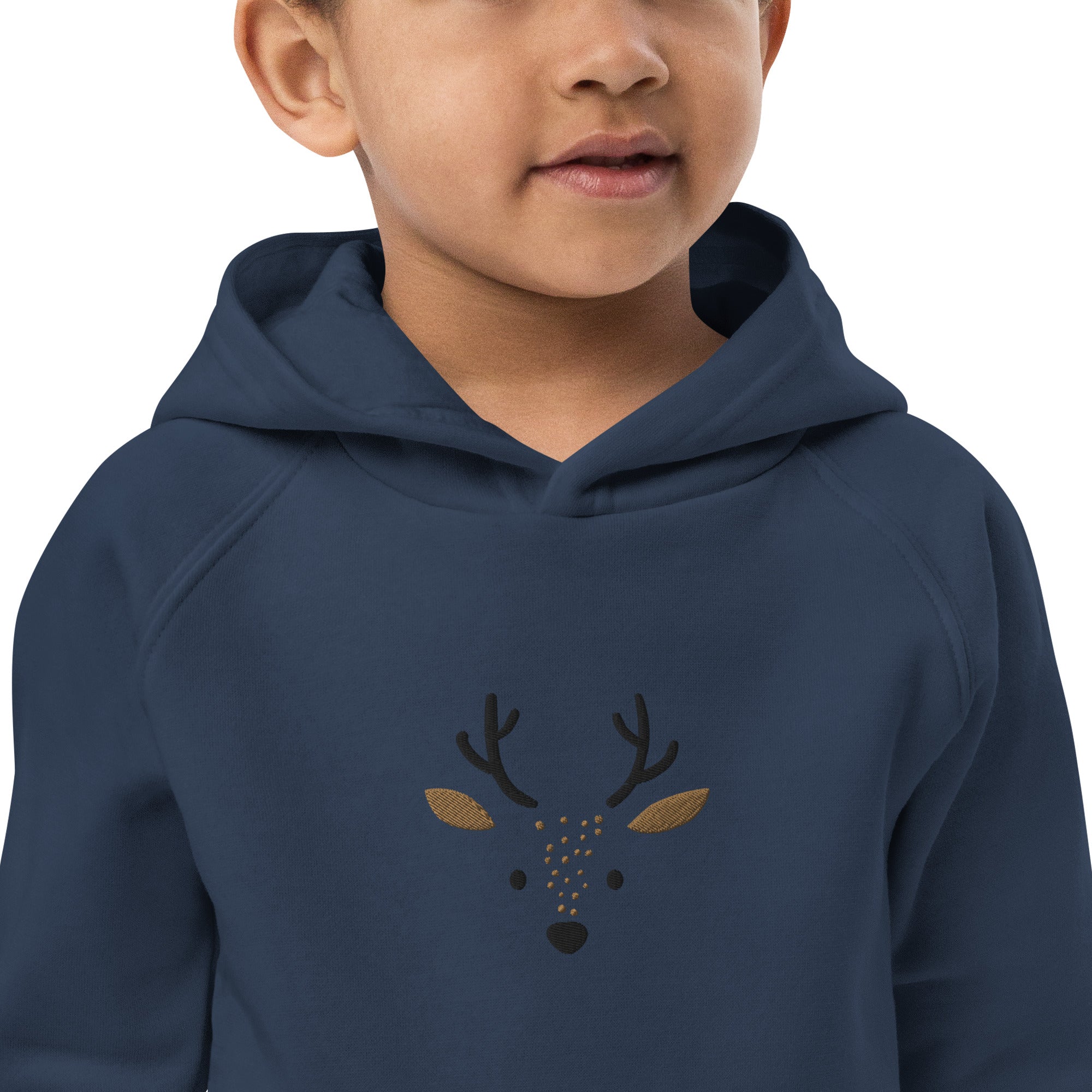 Deer 1 Kids Eco Hoodie with cute animals, Organic Cotton pullover for children, gift idea for kids, soft hoodie for kids for Christmas-2