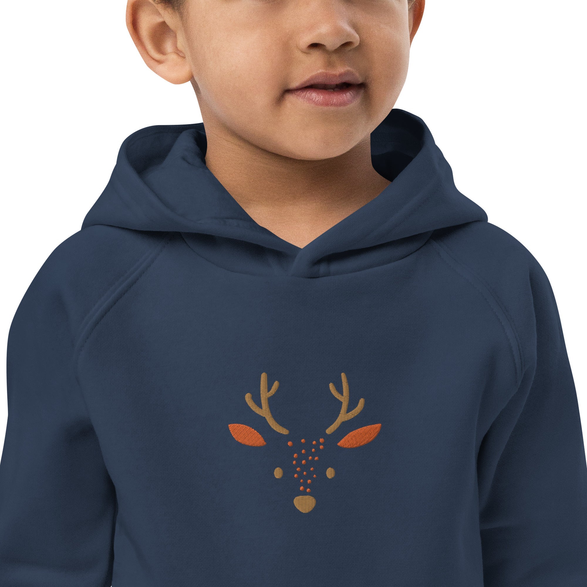 Deer 2 Kids Eco Hoodie with cute animals, Organic Cotton pullover for children, gift idea for kids, soft hoodie for kids for Christmas-1