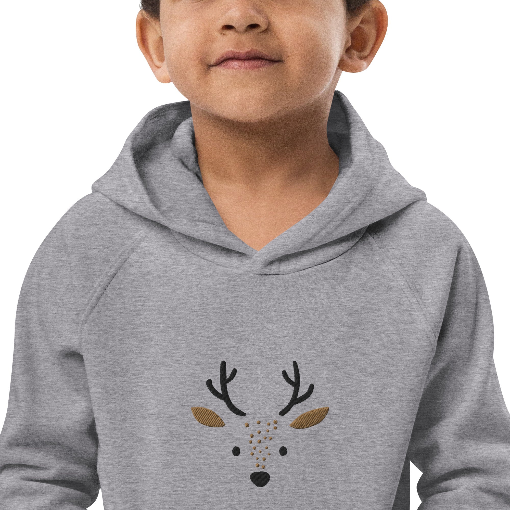 Deer 1 Kids Eco Hoodie with cute animals, Organic Cotton pullover for children, gift idea for kids, soft hoodie for kids for Christmas-13