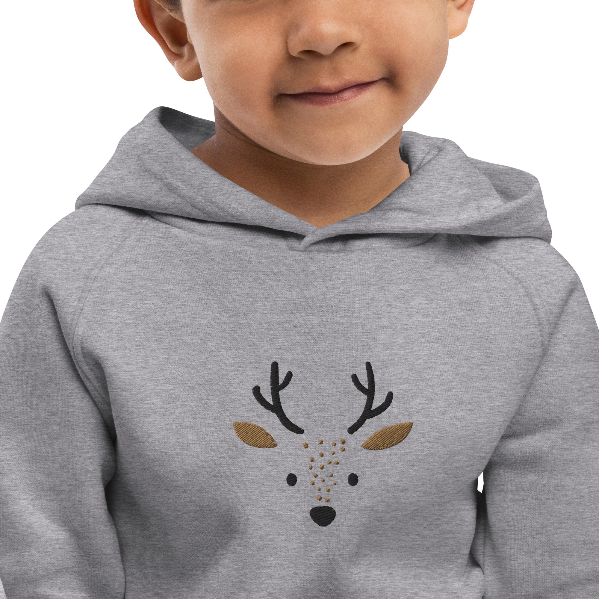Deer 1 Kids Eco Hoodie with cute animals, Organic Cotton pullover for children, gift idea for kids, soft hoodie for kids for Christmas-14