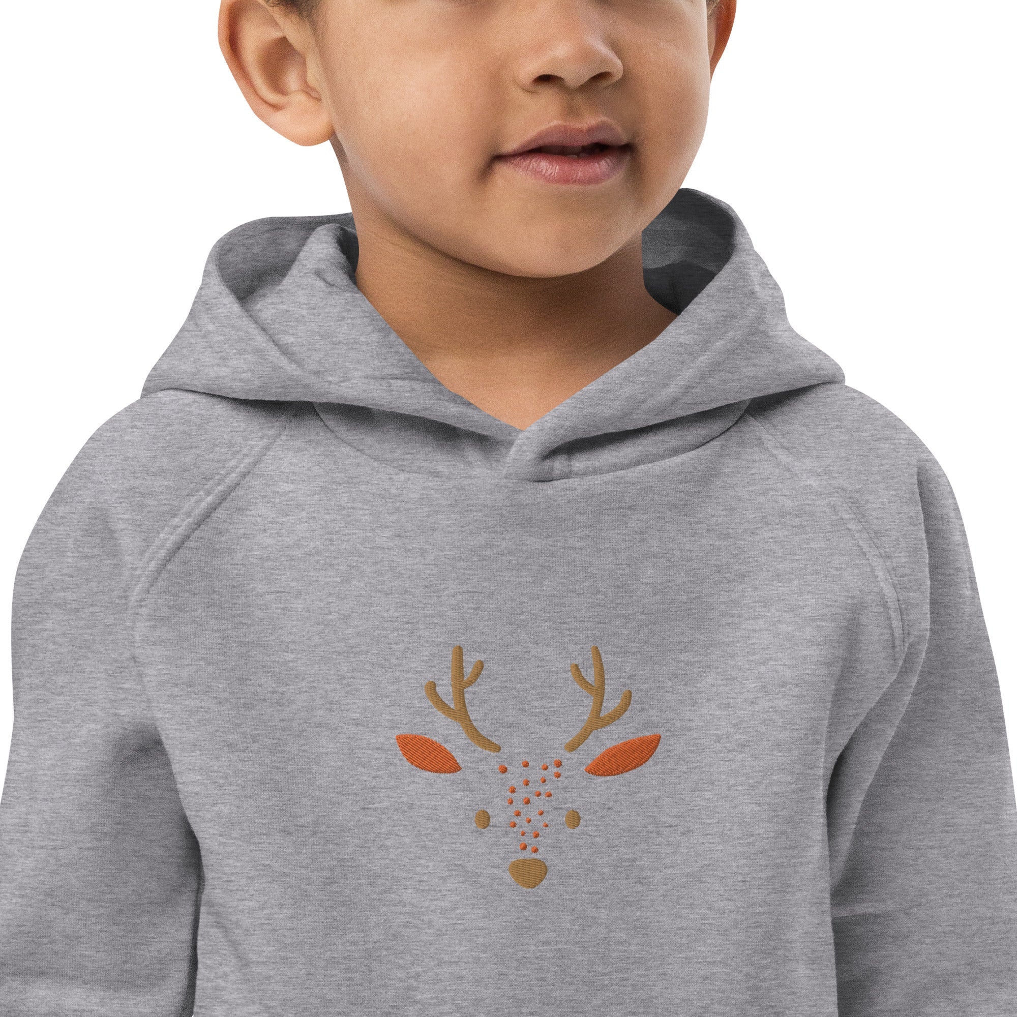 Deer 2 Kids Eco Hoodie with cute animals, Organic Cotton pullover for children, gift idea for kids, soft hoodie for kids for Christmas-3