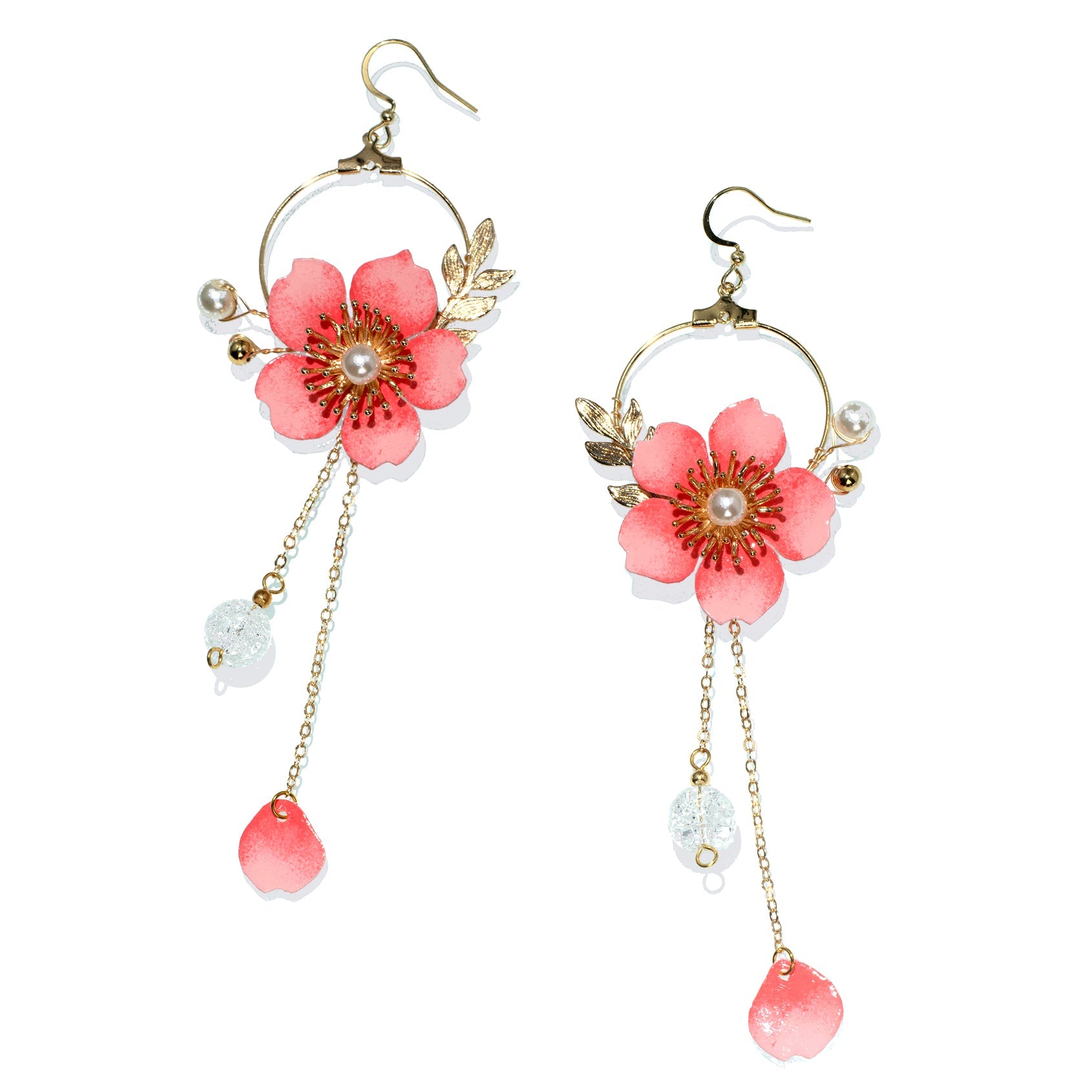 Kirschblüten-Sakura-Mond-Tropfen-Ohrringe - Cherry Blossom Sakura Moon Drop Earrings-0