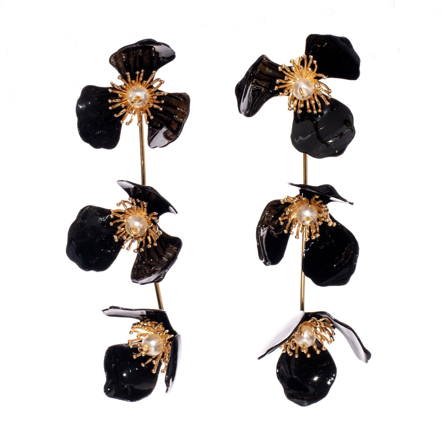 Dreifache Apfelblüten-Ohrstecker - Triple Apple Flower Ear Pins/Stud Earrings-2