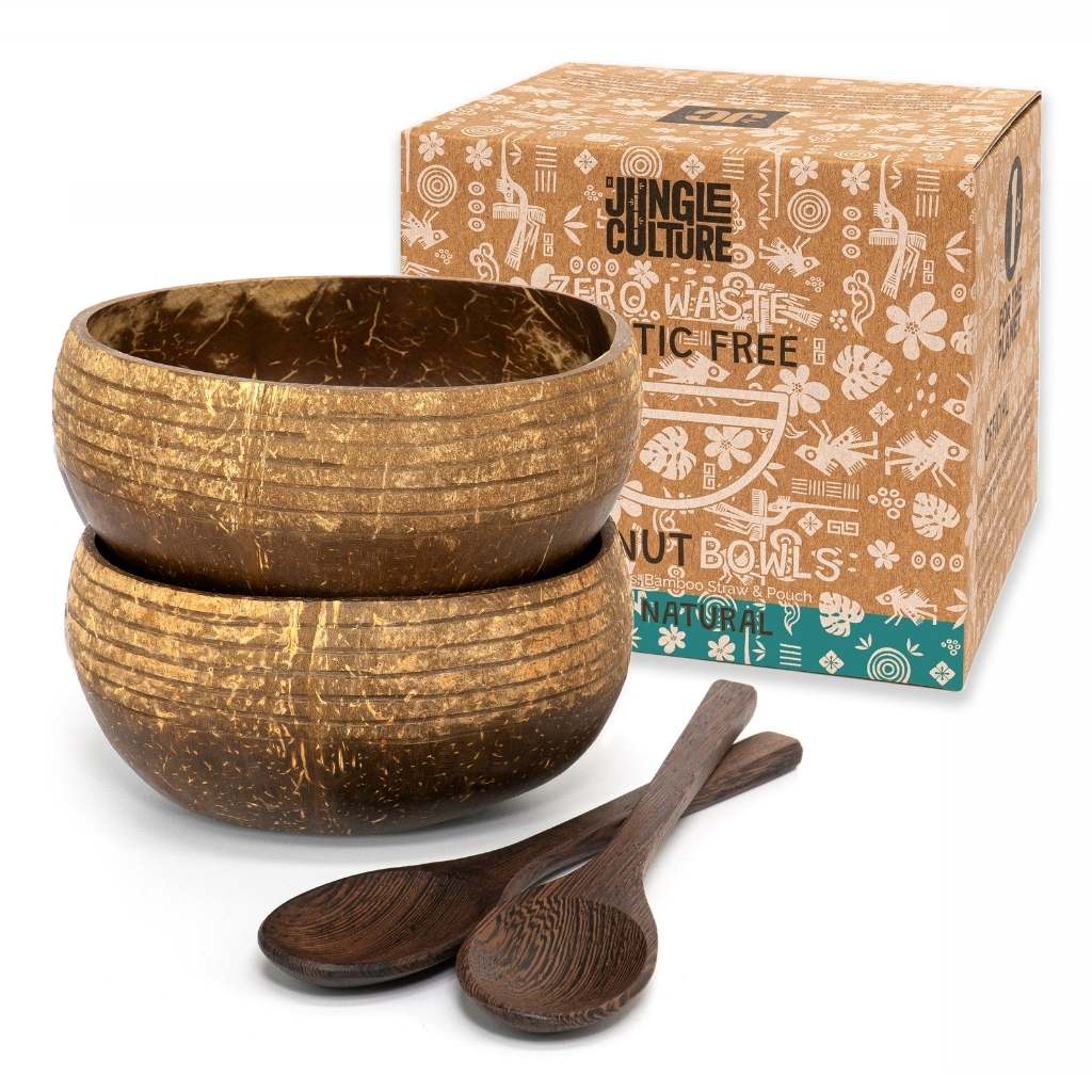 Eco-friendly Coconut Bowls & Spoons Set of 2-16